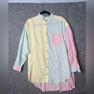 Intimately by Free People Large Oversized Pastel Button Down long sleeve Shirt
